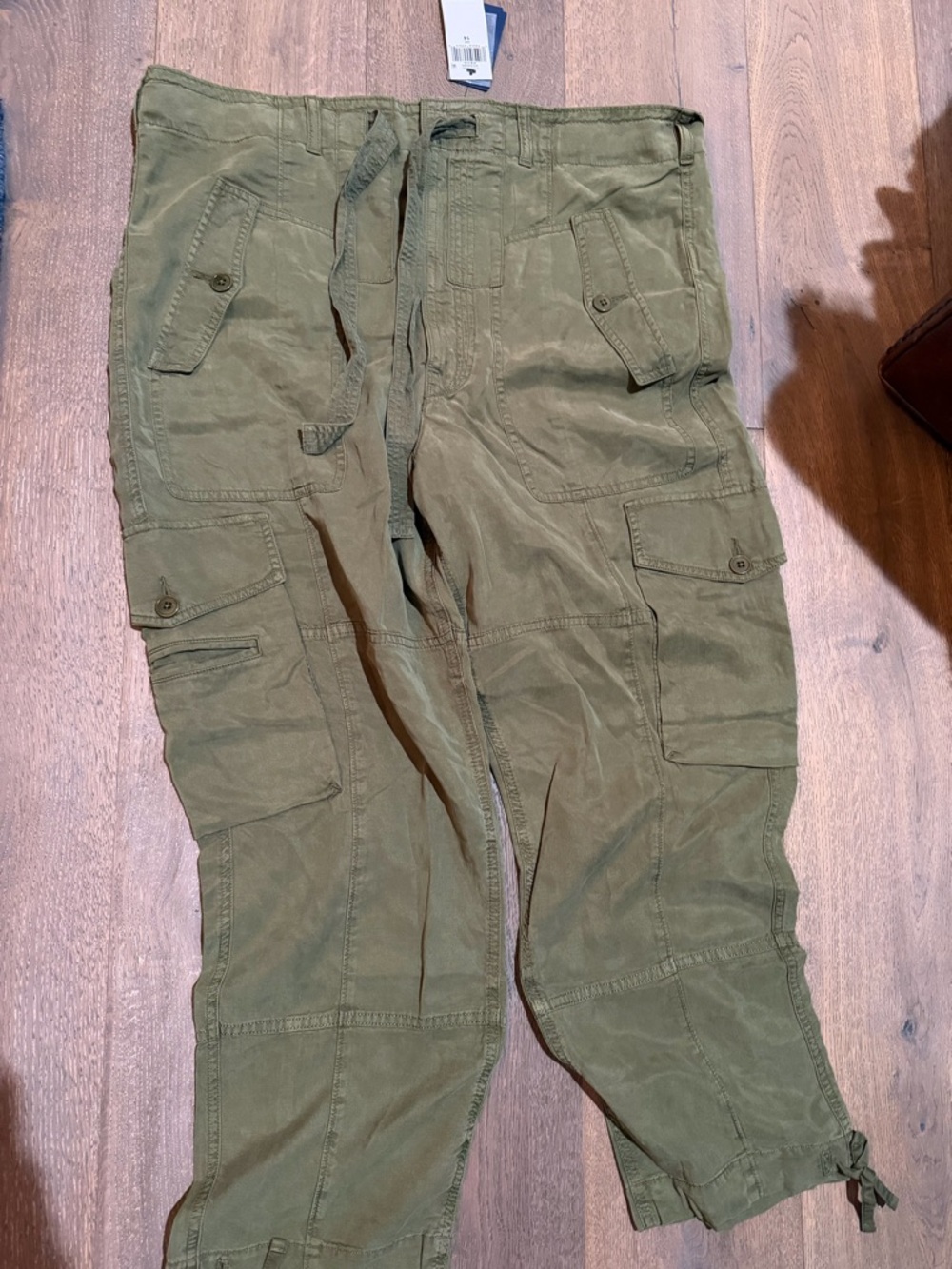 Women’s Olive Green Cargo Pants - Drawstring Waist